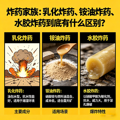 乾县炸药家族：乳化炸药、铵油炸药、水胶炸药到底有什么区别？